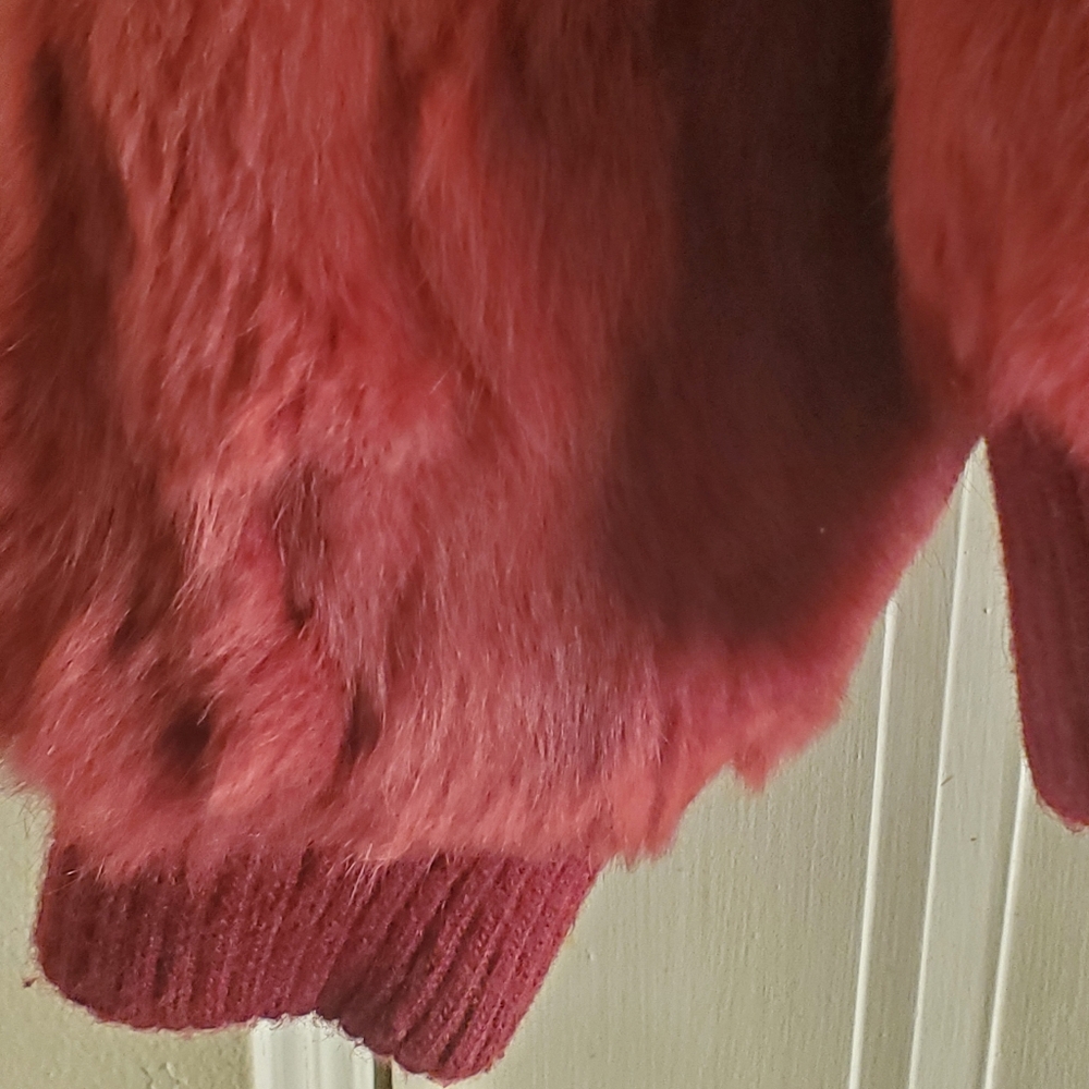 Ashley Stewart Red Teddy Jacket with Plush Faux Fur and hood - Picture 11 of 14